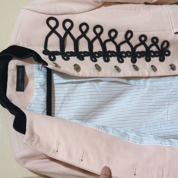 Zara Woman military-style braid blazer in nude pink, Medium Size.N WT - Picture 7 of 8
